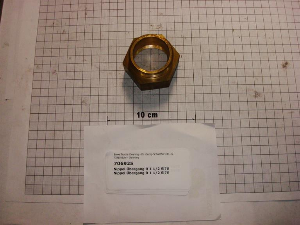 Übergangsnippel,1 1/2"x35mm ca., Messing,I/A,SI70