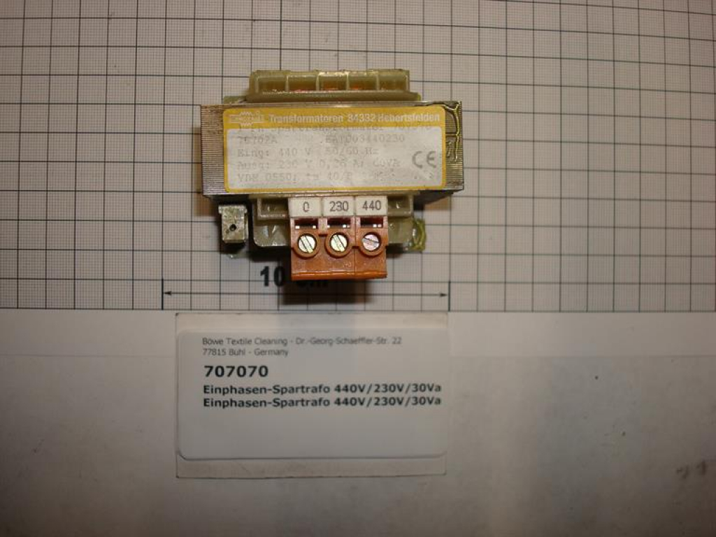 Transformer,1 phase,440V/230V/30VA