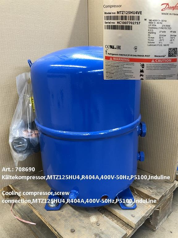 Cooling compressor,screw connection,MTZ125HU4,R404A,400V-50Hz,P5100,InduLine