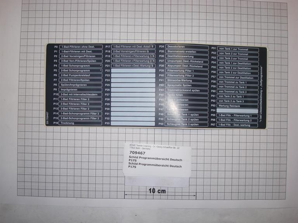 Schild,Programmübersicht,Deutsch, P17S,Aufkleber