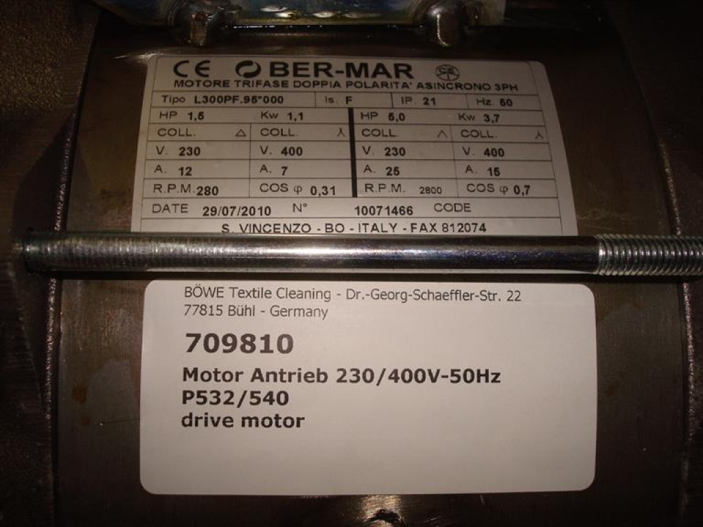 Drive motor,230/400V-50Hz,3,7KW,P532,P540