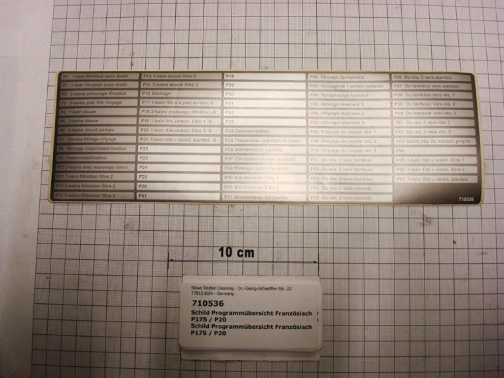 Program sticker French, P17S / P20