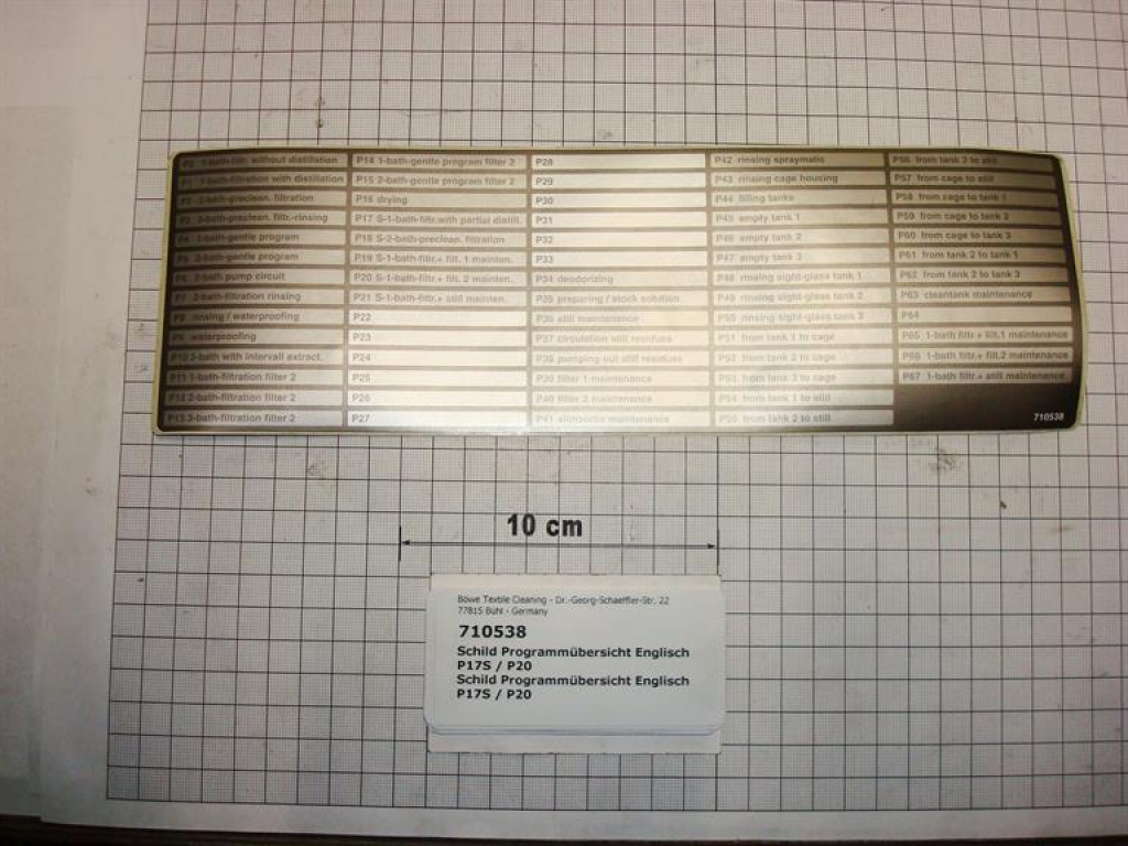 Program sticker English, P17S / P20