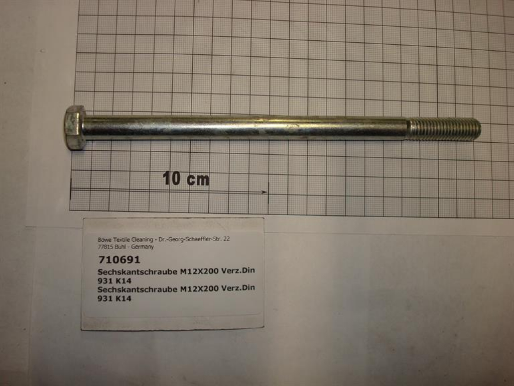 Hexagon screw DIN931,M12x200mm,8.8,galvanized