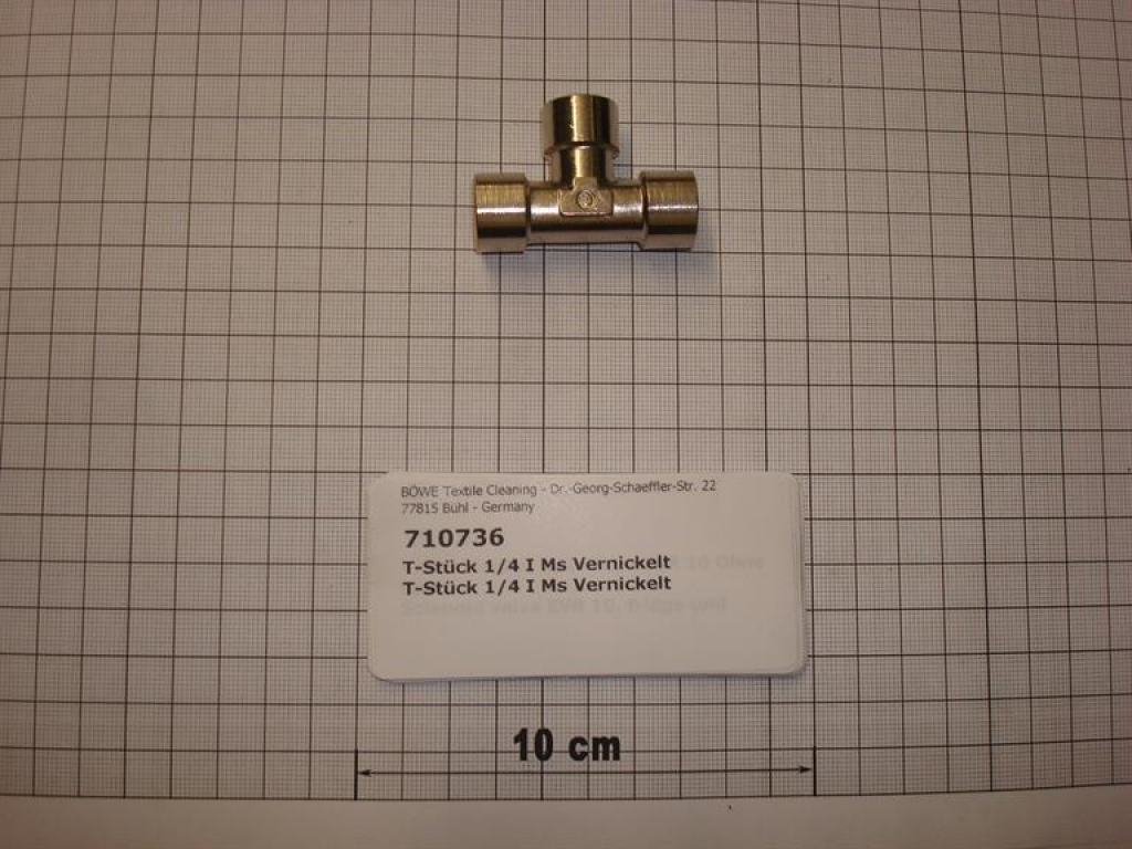 T-piece,130-1/4"x1/4"x1/4",brass