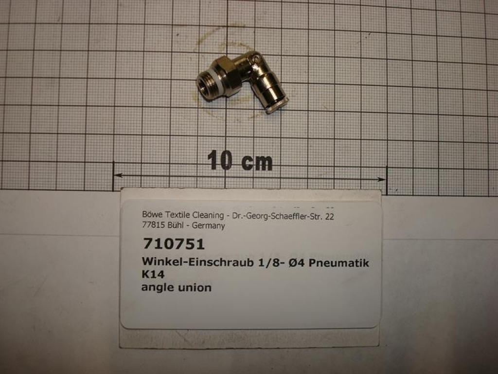 Elbow plug connector,1/8"x4mm,brass,rotatable