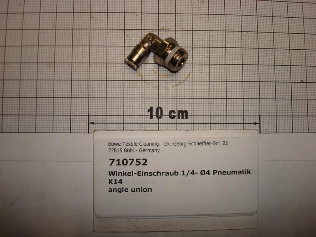 Elbow plug connector,1/4"x4mm,brass,rotatable