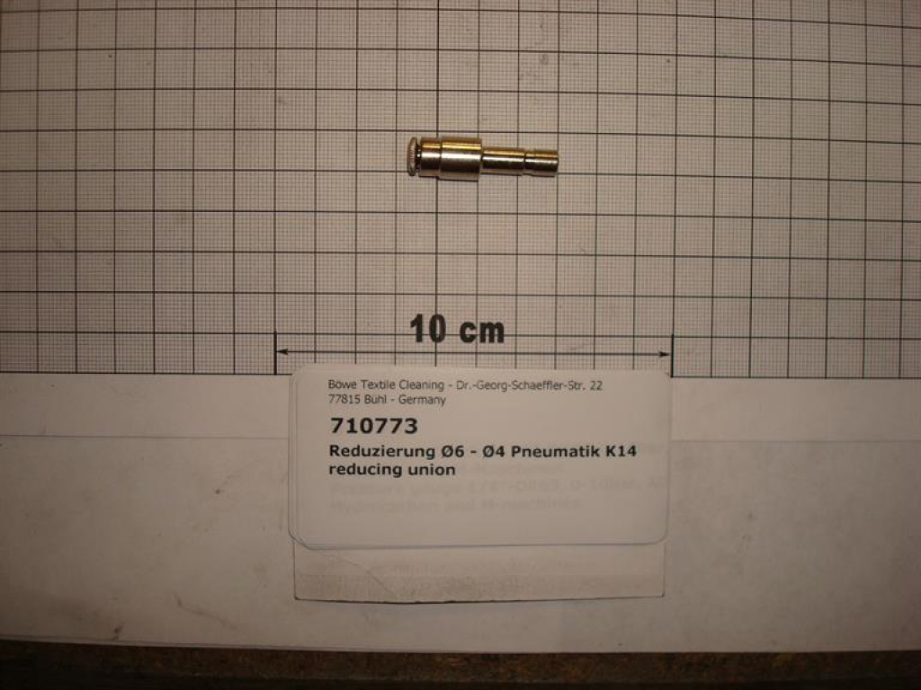 Plug connector,reducing Ø6-Ø4mm,brass