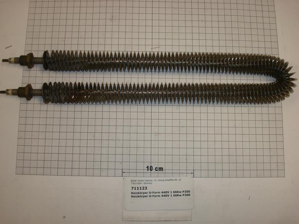 Heating element,u-form,440V,1660W,420mm