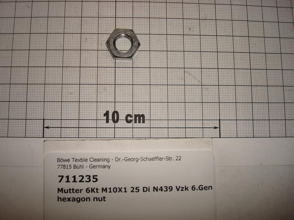 Hexagon nut M10x1.25 galvanized