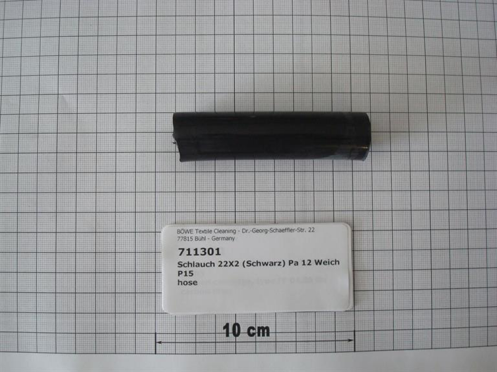 Hose tube,22x2mm,black,PA12,hard,outer dimension 22mm