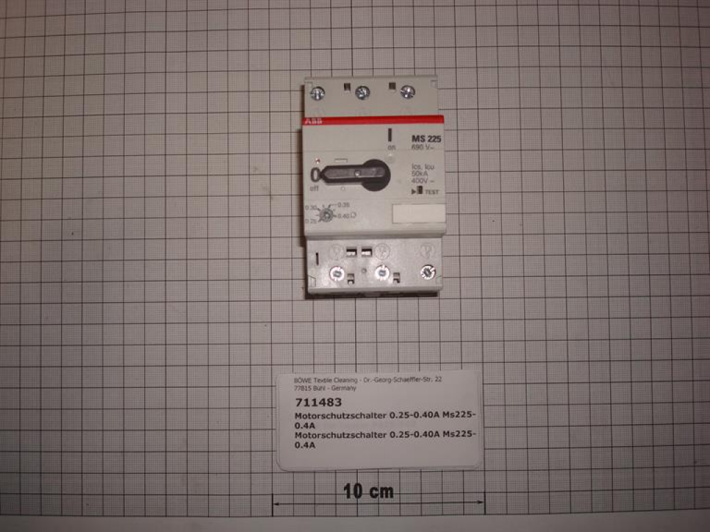 Motor protection switch 0.25-0.40A MS225-0,4A