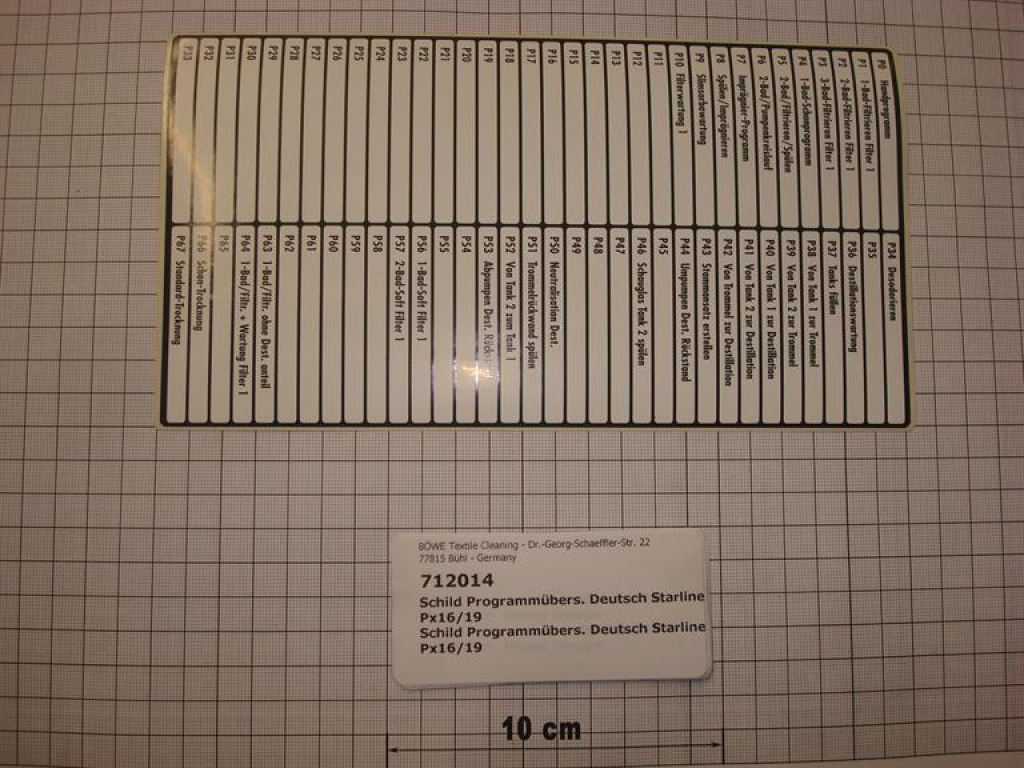 Program sticker German PX16/19