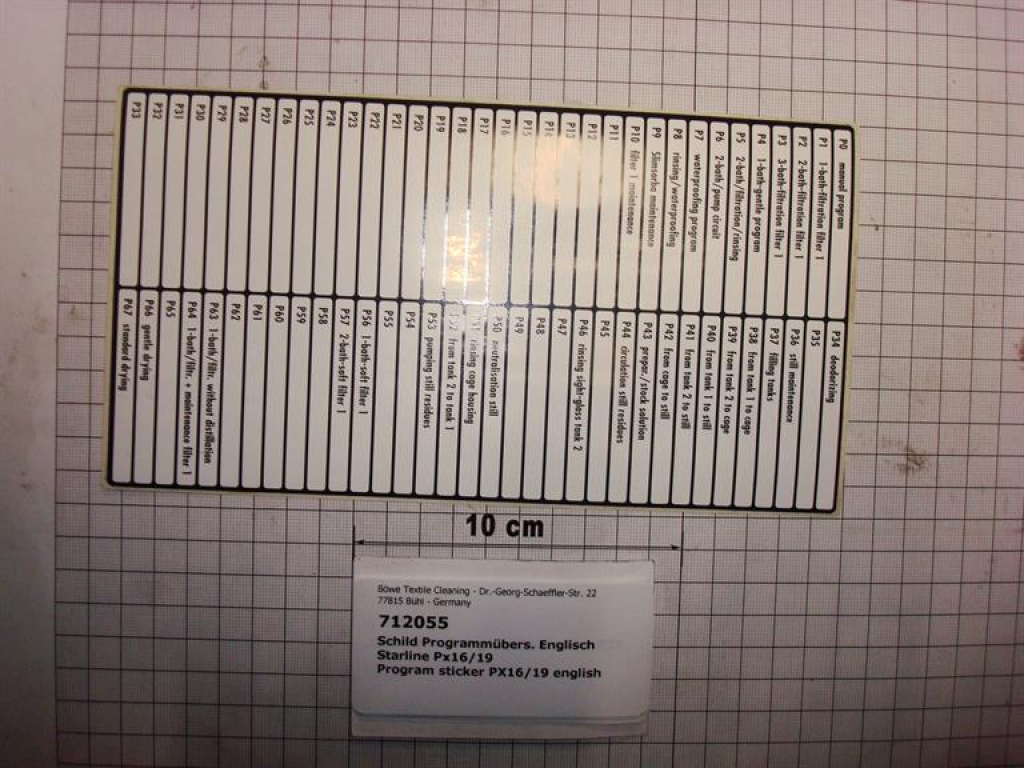Program sticker English PX16/19