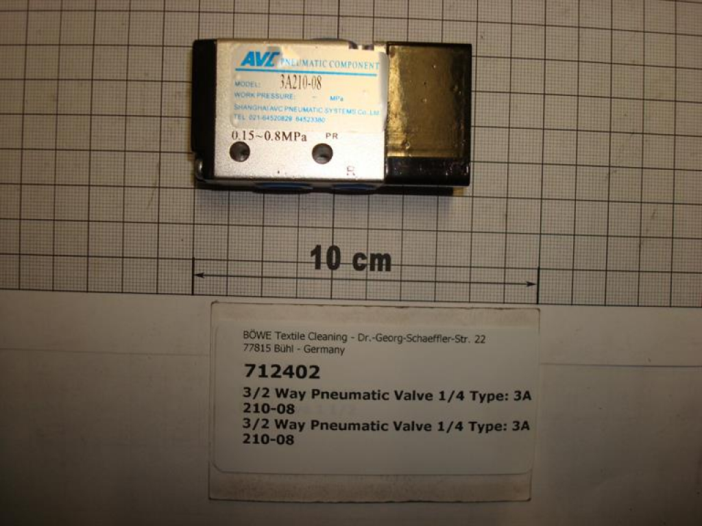 Druckluftventil,3/2-Wege,1/4",3A 210-08,AVC, pneumatisch,PX