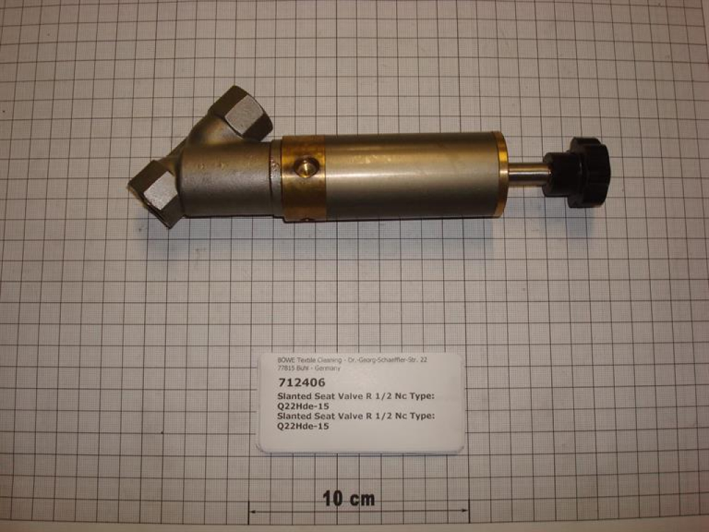 Slanted seat valve,1/2",NC,pneumatic