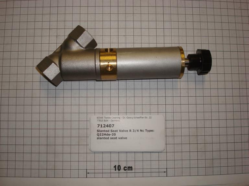 Slanted seat valve,3/4",NC,pneumatic