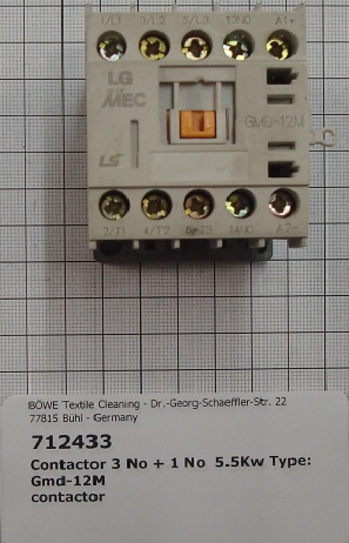 Motor contactor,LS,3No+1No,5,5kW,12A,GMD-12M,24VDC