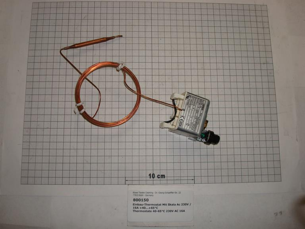 Thermostate with scale AC 230V/16A +40...+65°C