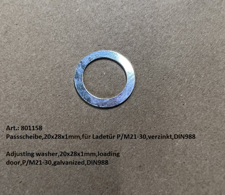 Adjusting washer,20x28x1mm,loading door,P/M21-30,galvanized,DIN988
