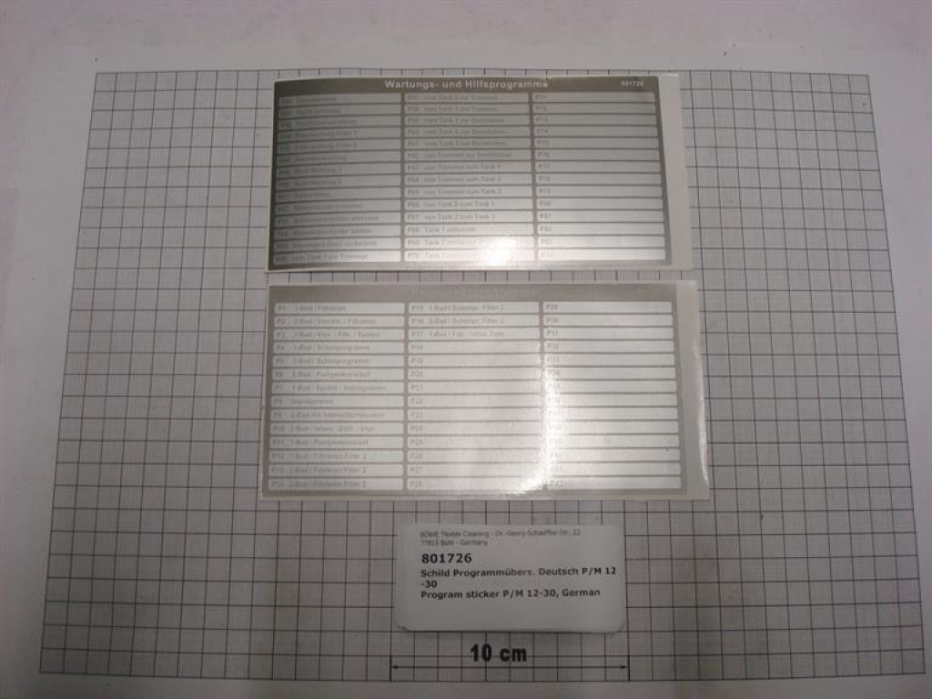 Program sticker German P/M 12-30, PLC