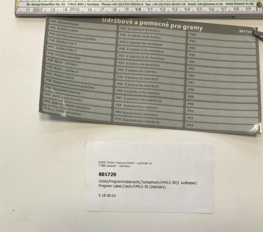 Schild,Programmübersicht,Tschechisch, P/M12-30(2 Aufkleber)