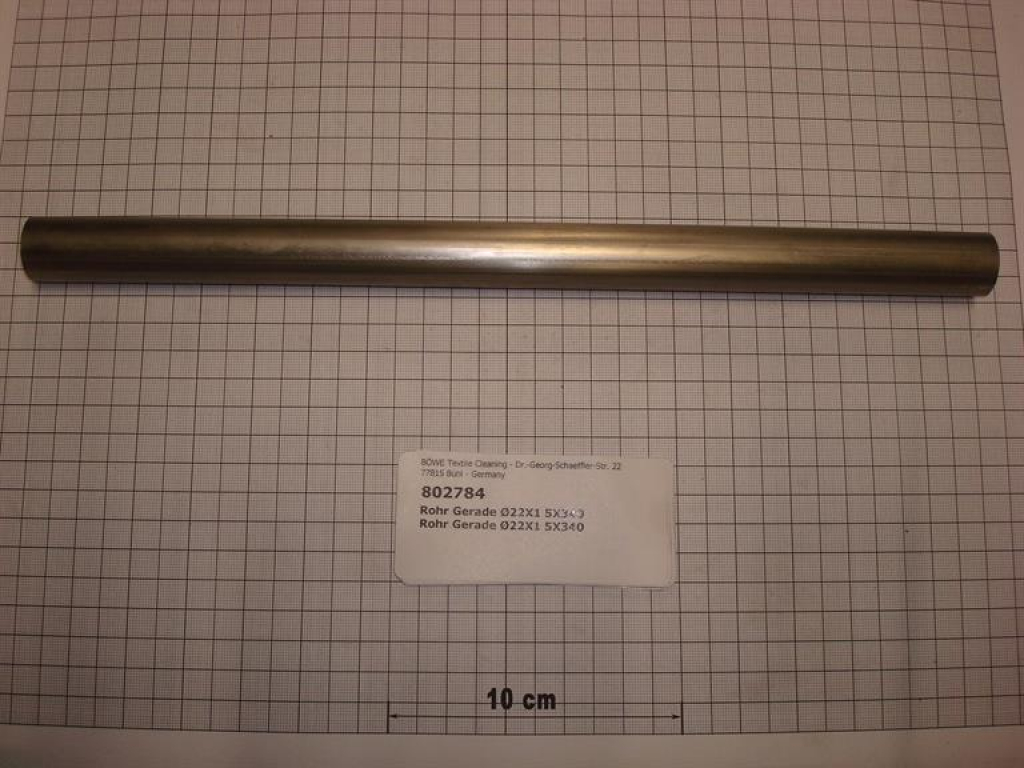 Pipe,straight,22x1,5x340mm,stainless steel