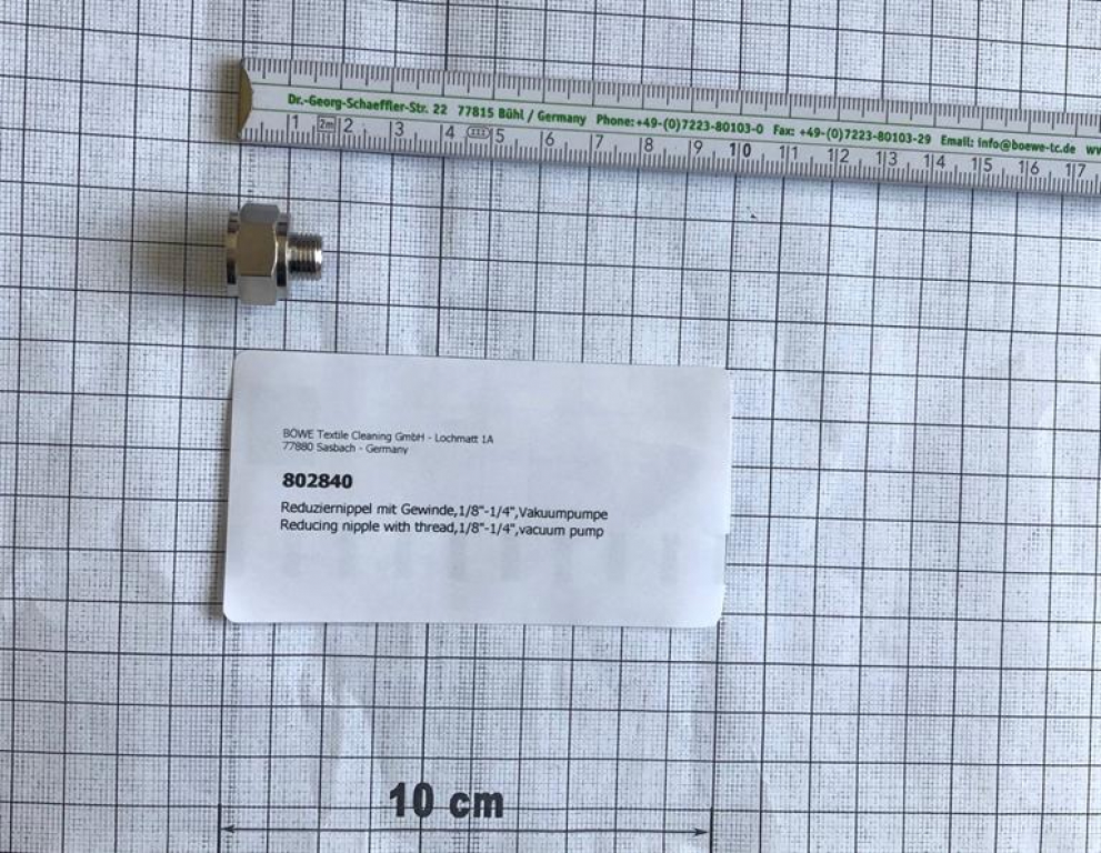 Reducing nipple cylindrical,I/O,G1/4"-G1/8",nickel-plated brass,f. vacuum pump