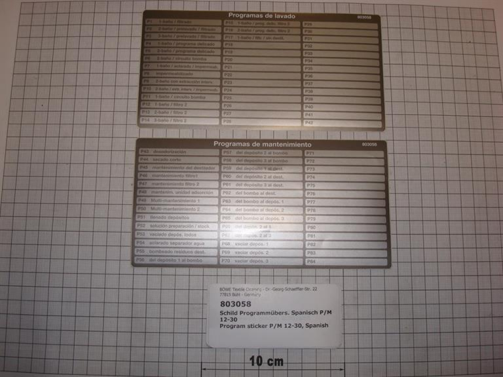 Program sticker Spanish P/M 12-30, PLC
