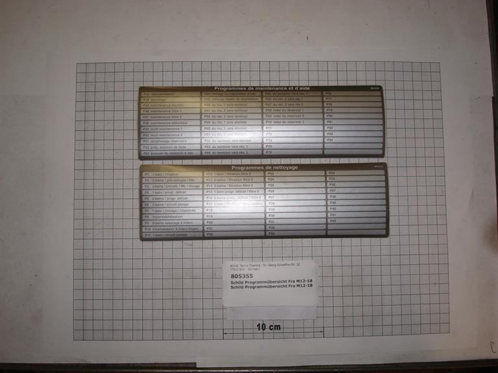 Program sticker French, P/M 12-30, CS3000