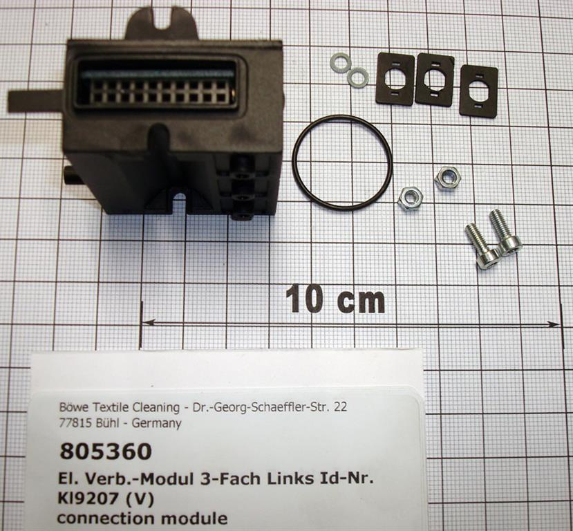 Connection module for valve block