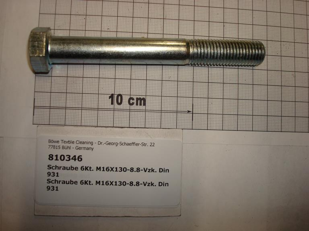 Hexagon screw DIN931,M16x130mm,8.8,galvanized