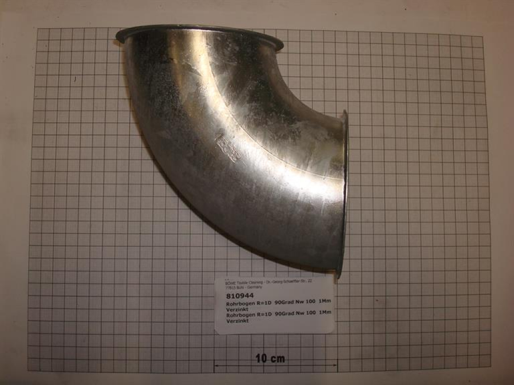Pipe elbow,90°,NW100,1mm,galvanized