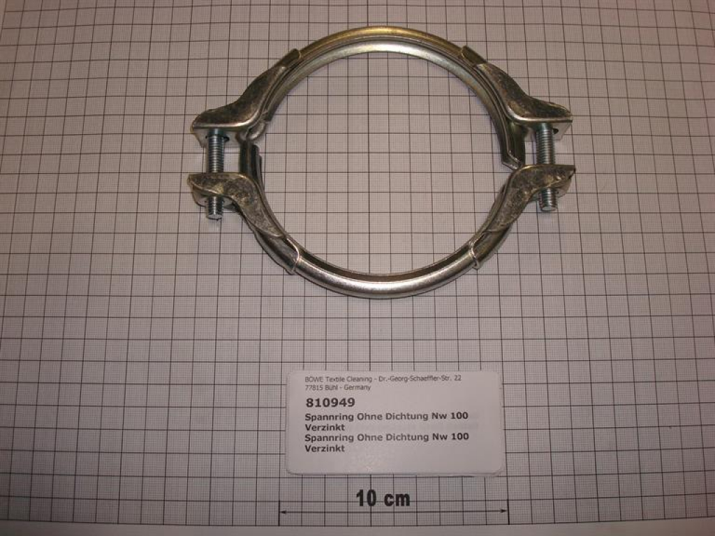 Spannschelle,Spannring, ohne Dichtung,NW100mm,verzinkt,InduLine