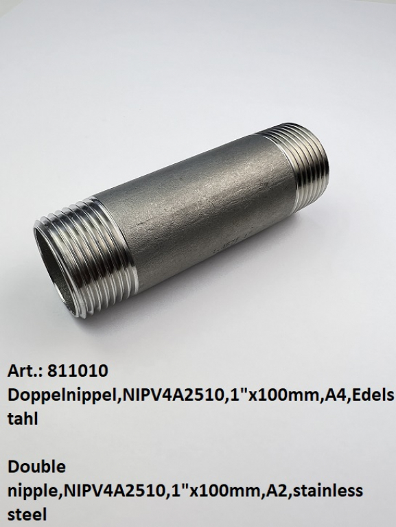 Double nipple,NIPV4A2510,1"x100mm,A2,stainless steel