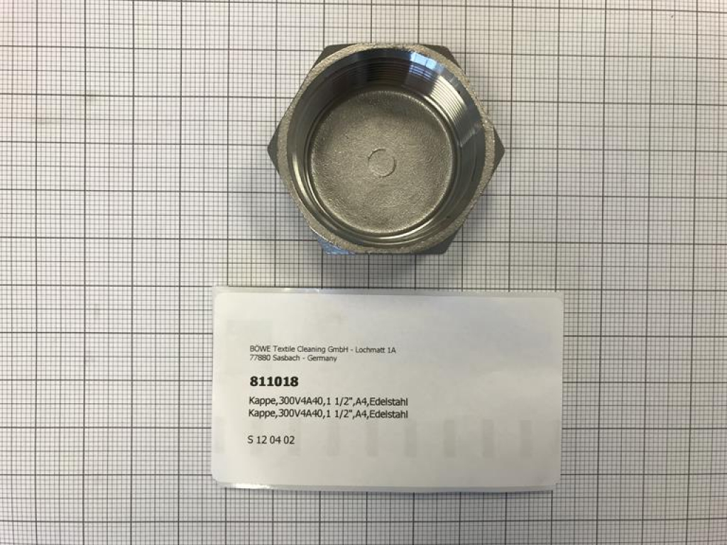 Cap,300V4A40,1 1/2",A4,stainless steel