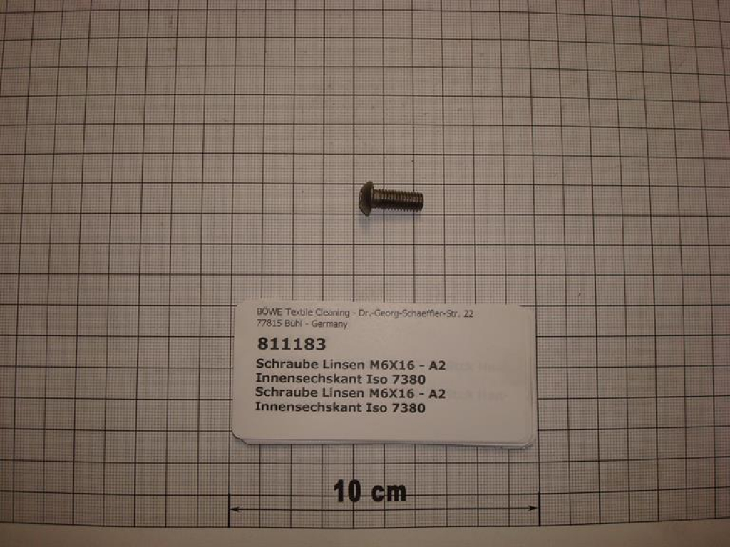 Lens head screw M16x16mm,A2 stainless steel,ISO7380