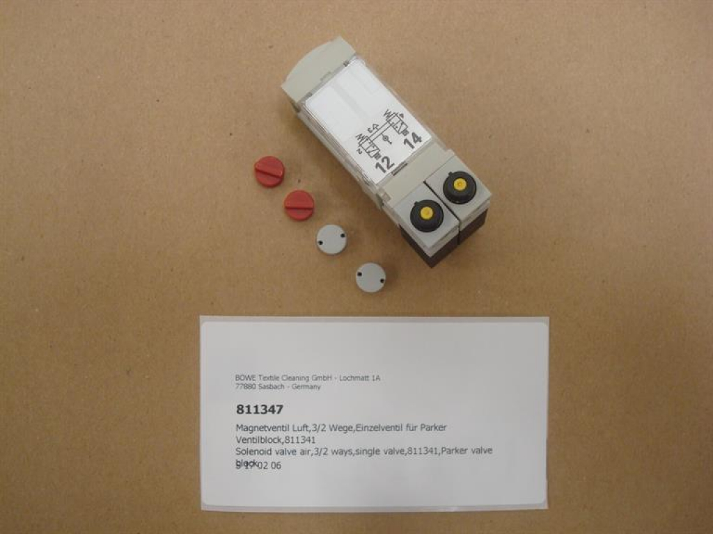 Solenoid valve air,3/2 ways,single valve,811341,Parker valve block