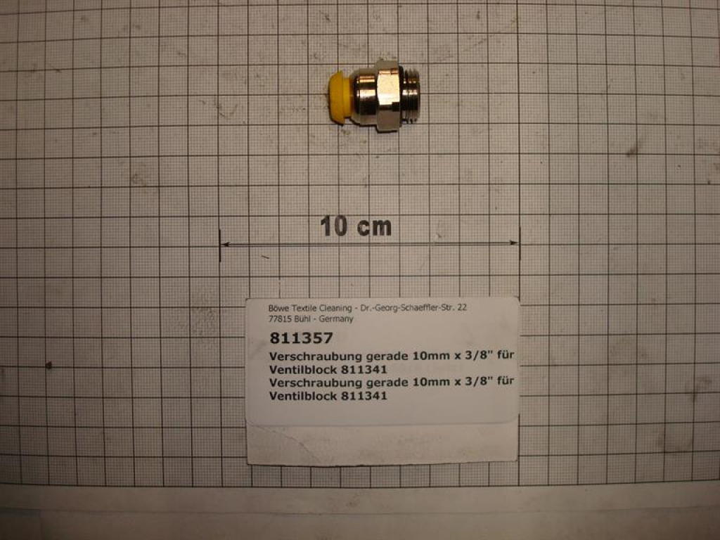 Screw-in connector,straight,3/8"x10mm,brass,for valve block 811341