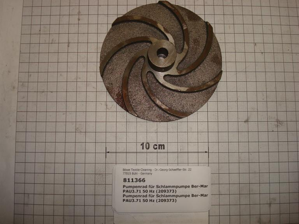 Pumpenrad,M10/10x120x29mm hoch,7 Fluten, Lösemittelpumpe,BM,50Hz