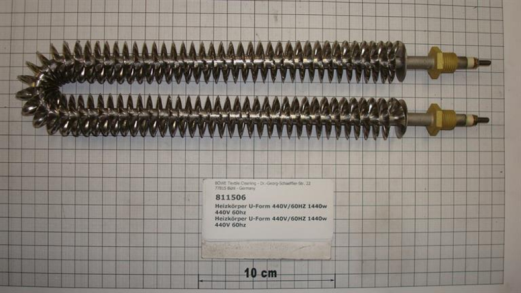 Heating element,u-form,440V-60Hz,1440W,302mm