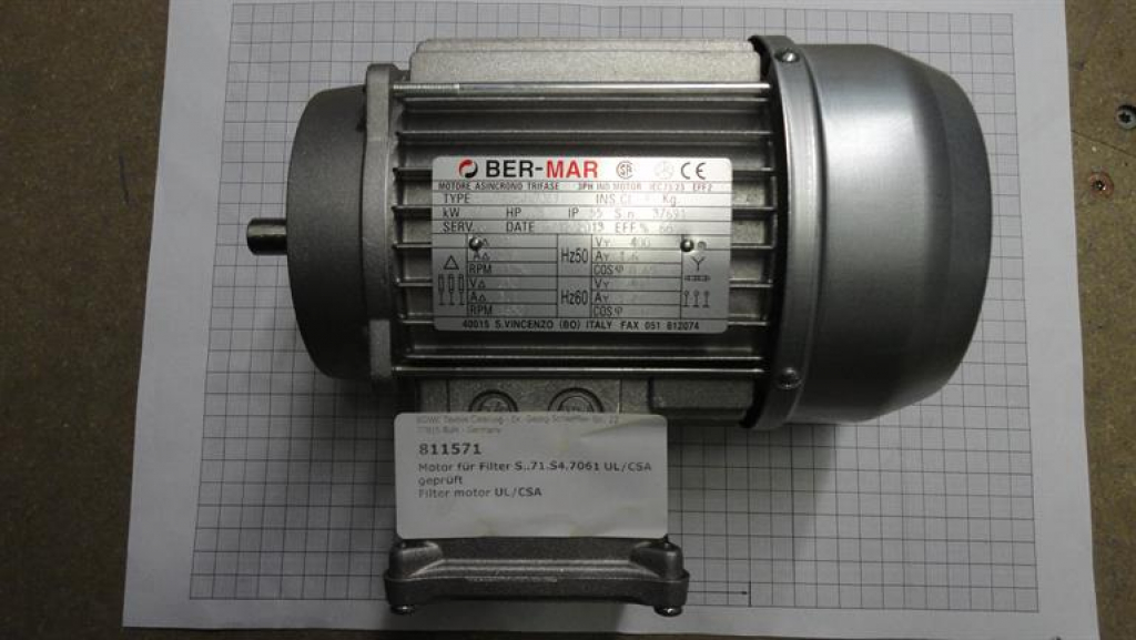 Filter motor,shaft 14mm,230V-60Hz,UL/CSA(15/17/20discs)