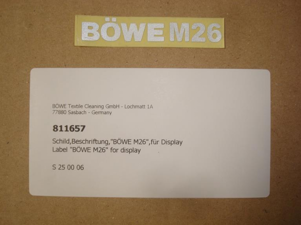 Label "BÖWE M26" for display