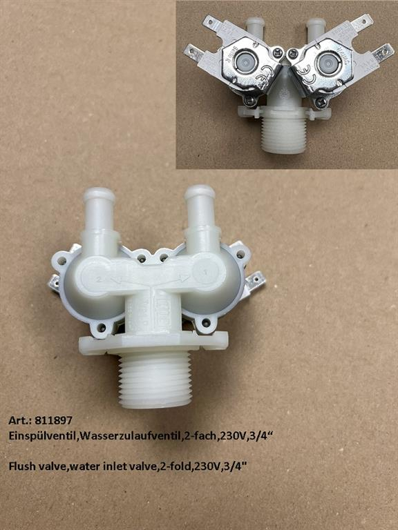 Einspülventil,Wasserzulaufventil,2-fach,230V,3/4“