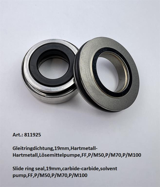 Gleitringdichtung,19mm,Hartmetall-Hartmetall,Lösemittel+Schlammpumpe,FF,P/M50,P/M70,P/M100