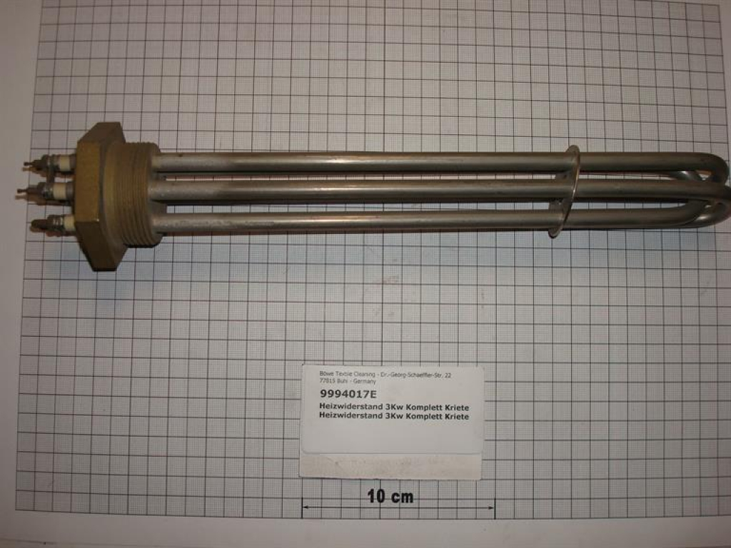 Heating element,3KW,230/400V,300mm,complete Kriete steam boiler