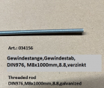 Threaded rod DIN976,M8x1000mm,8.8,galvanized